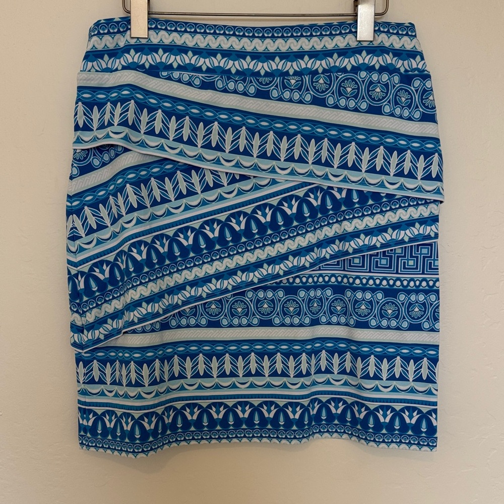 J. McLaughlin Blue Patterned Skirt